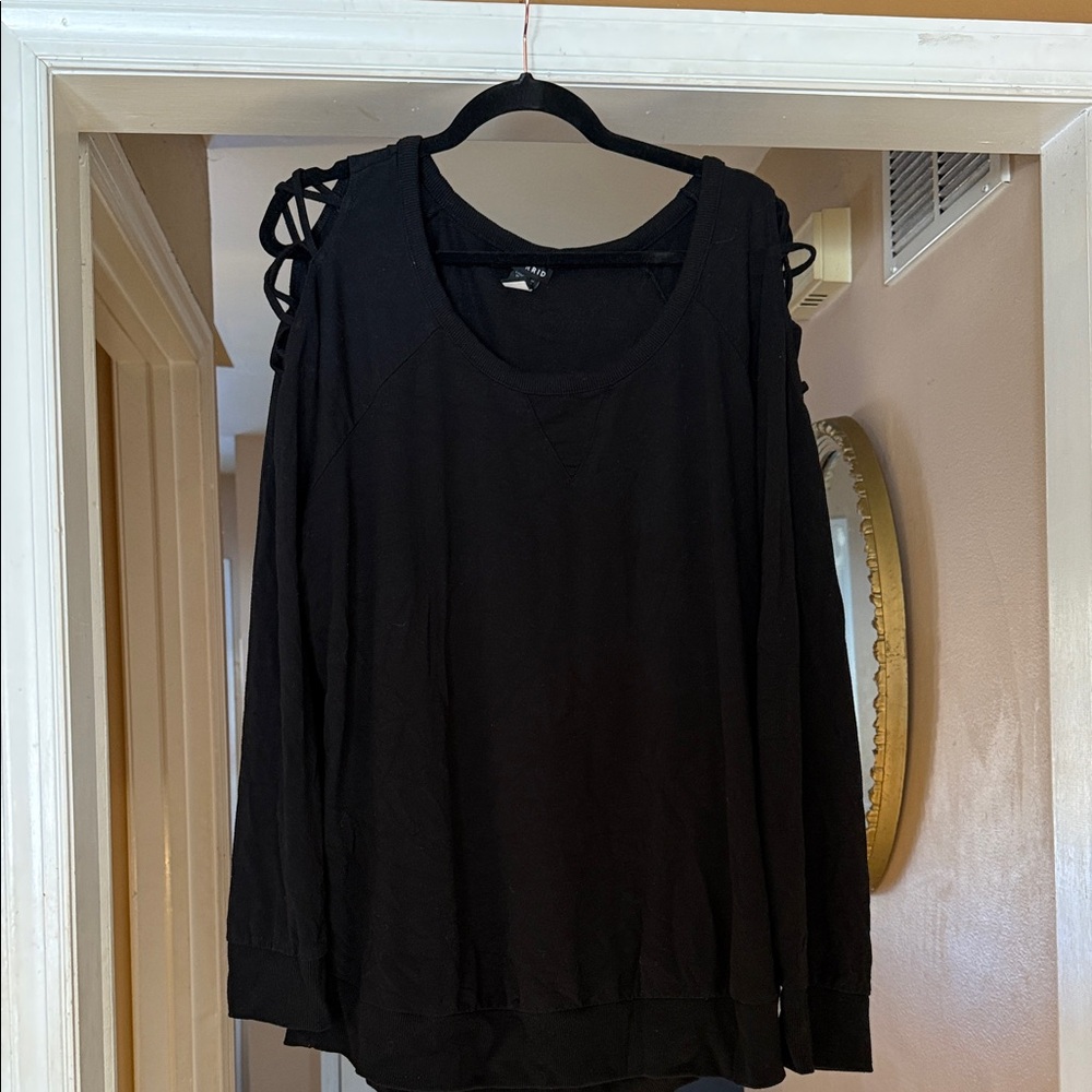 Torrid Black Cold Shoulder Long Sleeve Top